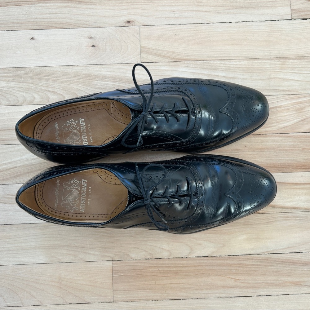 Johnston & Murphy Aristocraft Wingtip Oxfords Black Leather Men’s 13
